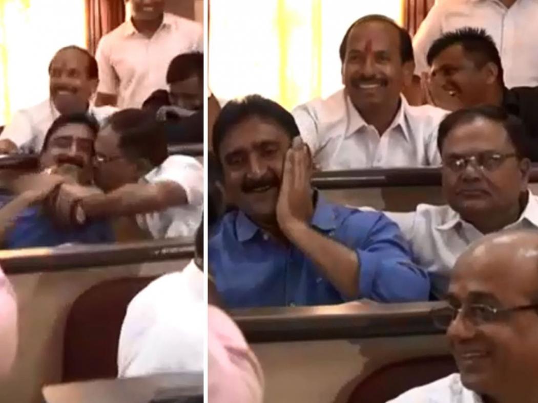 भर सभागृहात भाजपच्या नगरसेवकानं घेतली काँग्रेसच्या नगरसेवकाची पप्पी!